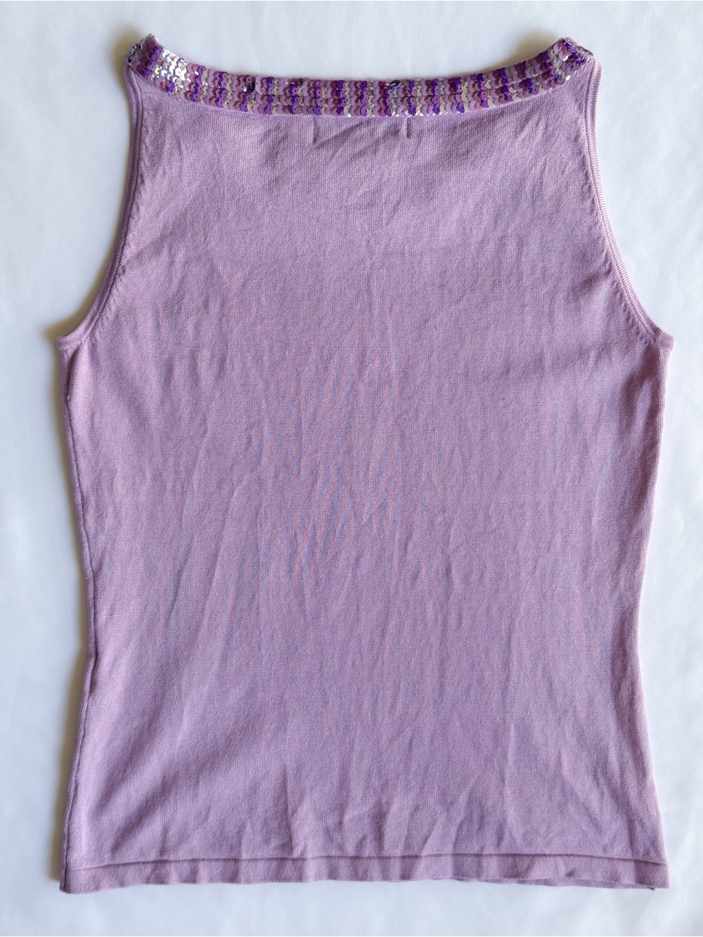 Vintage Y2K Silk Nylon Sequin Purple Tank Top - Picture 7 of 8